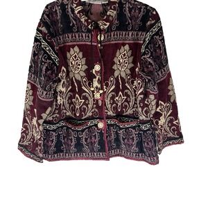 Vtg‎ Flashback Aztec Tribal Boho Blazer Jacket Western Artsy Tapestry Women L